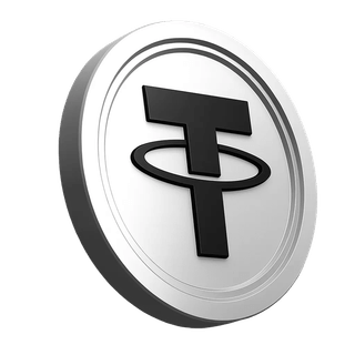 USDT Tether coin graphic within the platform's information section